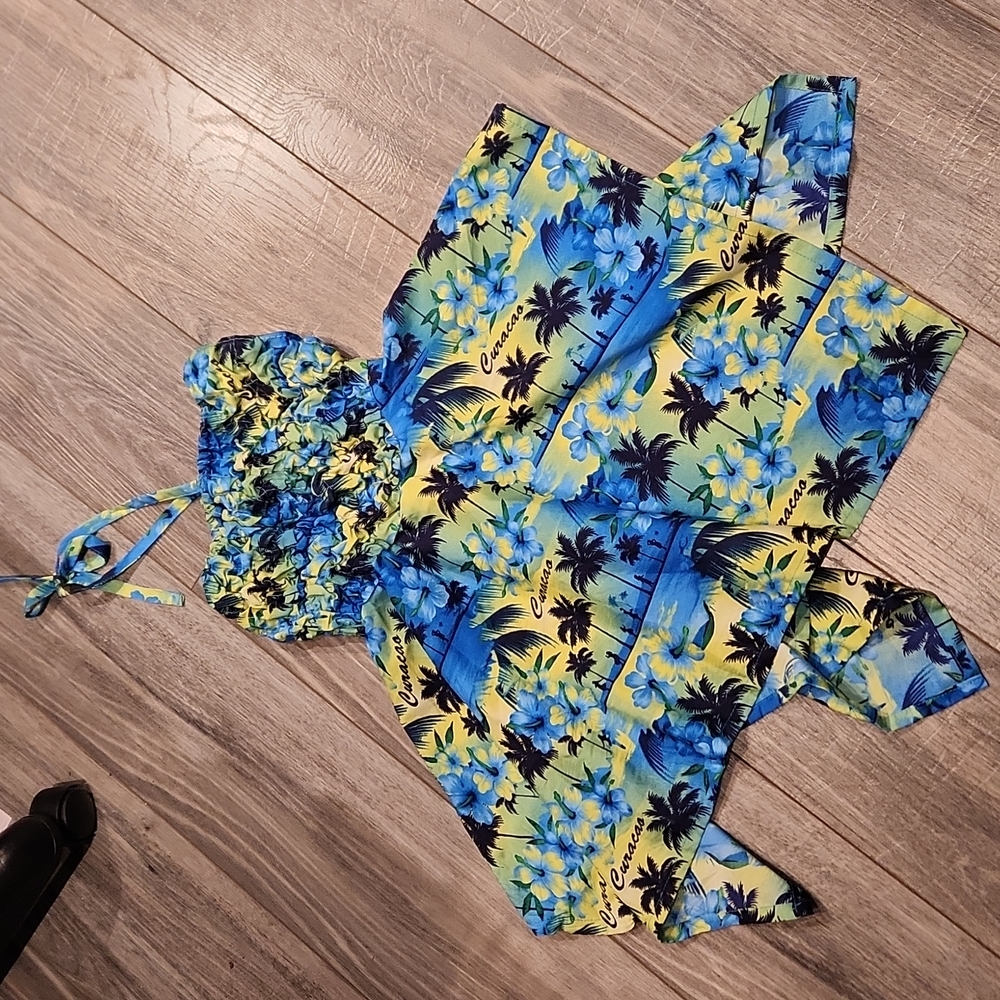 EUC Rima Girls sz 2 to 5 yrs Curacao tub top dress w/strap around the neck